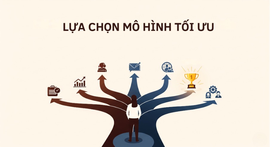 Biểu đồ thể hiện mối liên hệ giữa mục tiêu chiến dịch quảng cáo và các mô hình tính phí như CPM, CPA, CPL, CPV, CPC, CPI