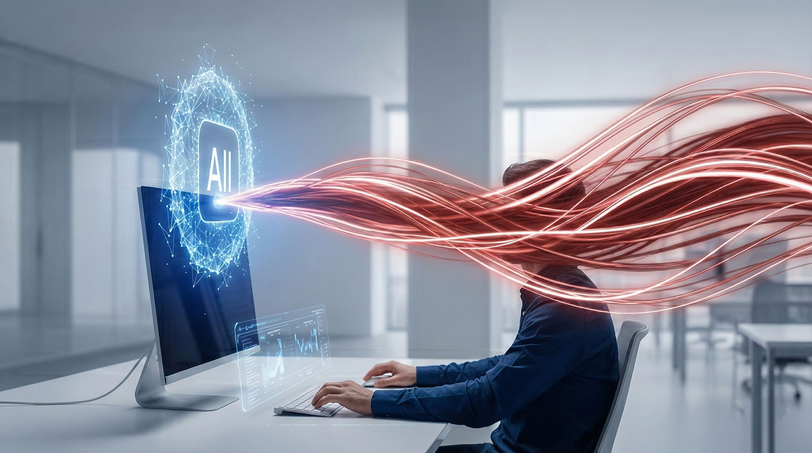 Hình ảnh minh họa sức mạnh của trí tuệ nhân tạo (AI) trong việc tối ưu hóa quy trình làm việc và xử lý dữ liệu