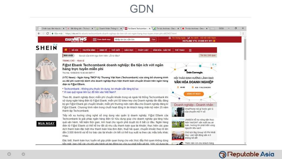 Dale Carnegie display ad on news website promoting corporate culture leadership seminar