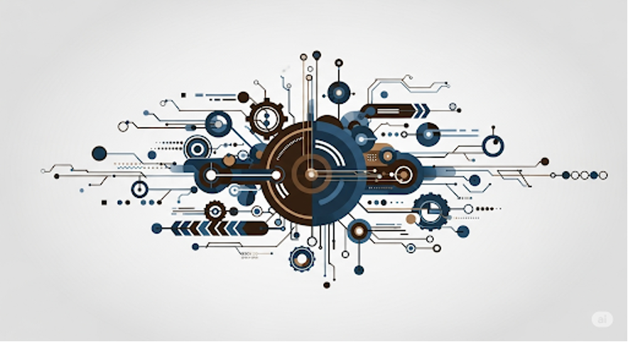 Sơ đồ trung tâm kỹ thuật số với các thành phần hệ thống kết nối đa lớp trong quy trình vận hành thông minh