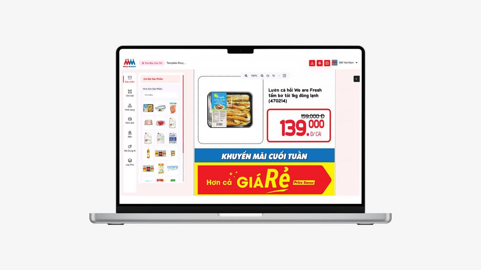 Màn hình thiết kế Template - MM Library Platform
